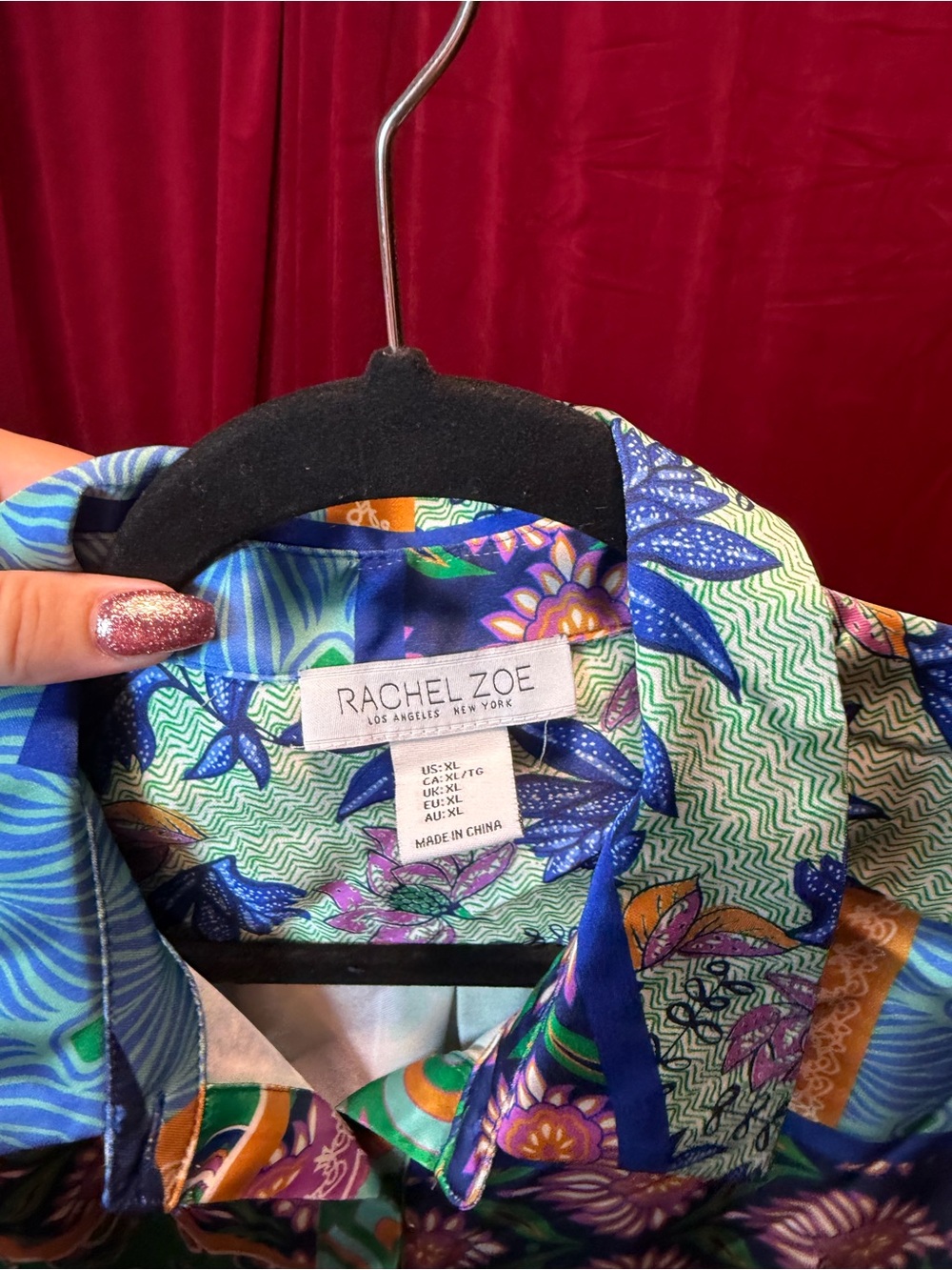 Rachel Zoe Multi-Color Patterned Button-Up Shirt - Picture 7 of 7